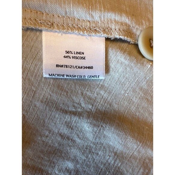Eileen Fisher Womens Button-Up Blouse XL Beige Linen Blend Minimalist lagenlook - Picture 4 of 6
